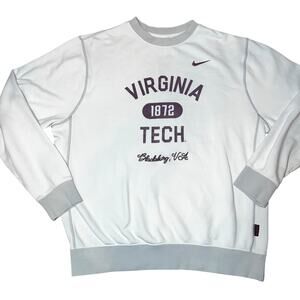 Nike Virginia Tech University Crewneck Embroidered sweatshirt  White /Gray Med